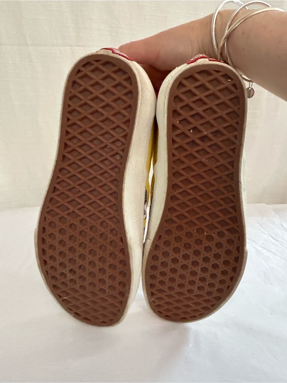 Vans Custom Dog and Cat Slip-On Shoes in White with Yellow Trim - Picture 8 of 8